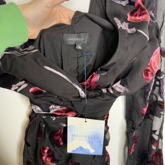 Majorelle- Ava Deep V Dress in Black Floral - XS NWT - Picture 5 of 13